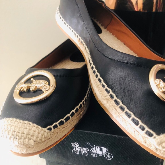 🎀 Coach Clara Leather Ballet Espadrille in Black - Picture 3 of 8